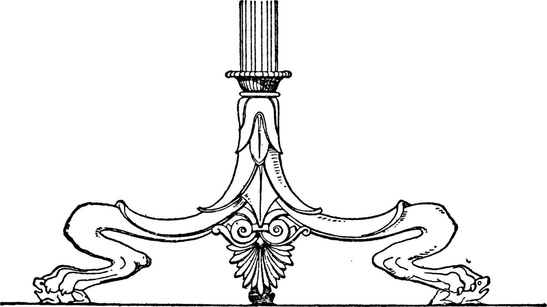 Antique Candelabrum Base, vintage illustration. vector