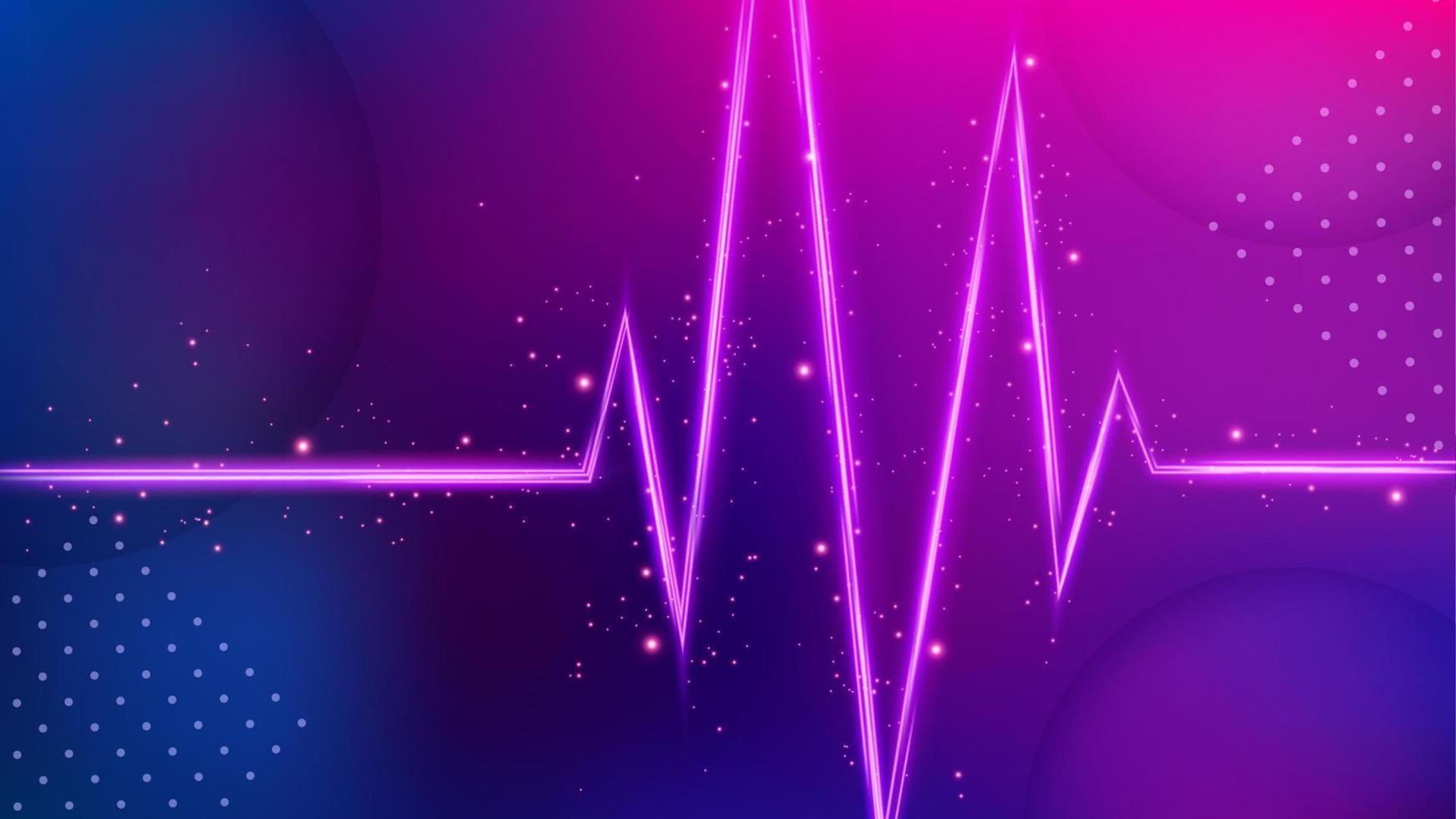 Heart Beat Light Trail Background, Elegant Violet Line Crossing. Widescreen Vector Illustration