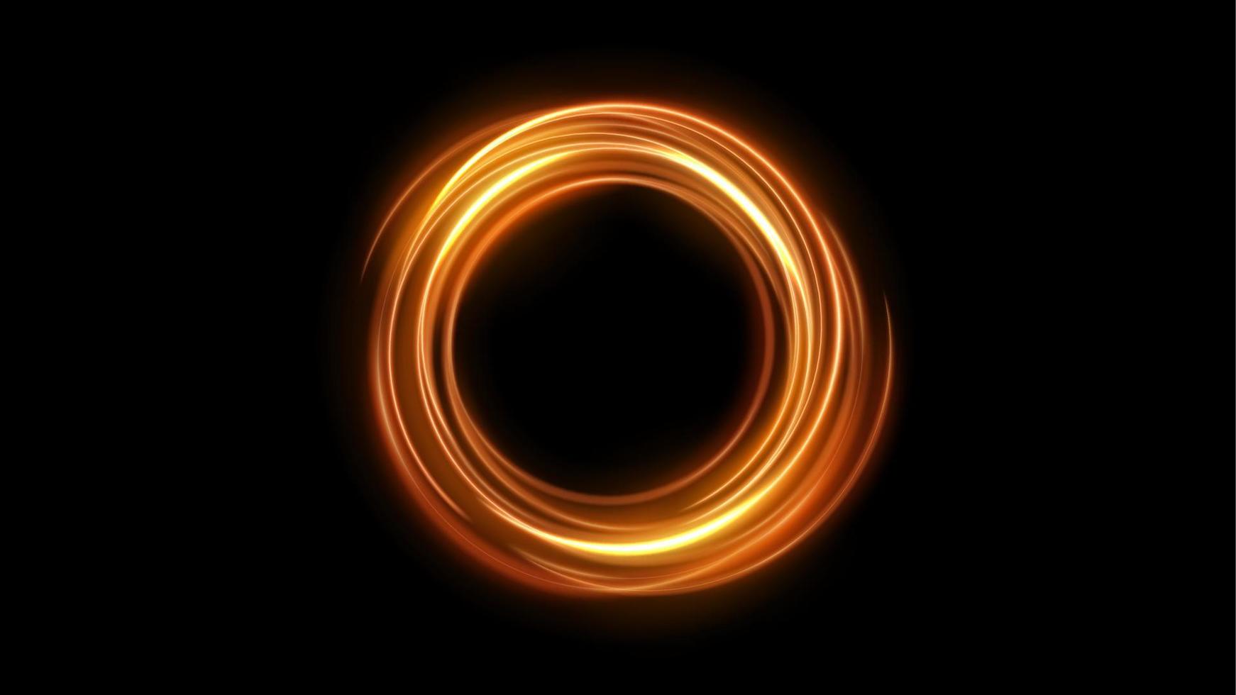 Golden Glowing Circle, Elegant Light ring. Vector Illustration