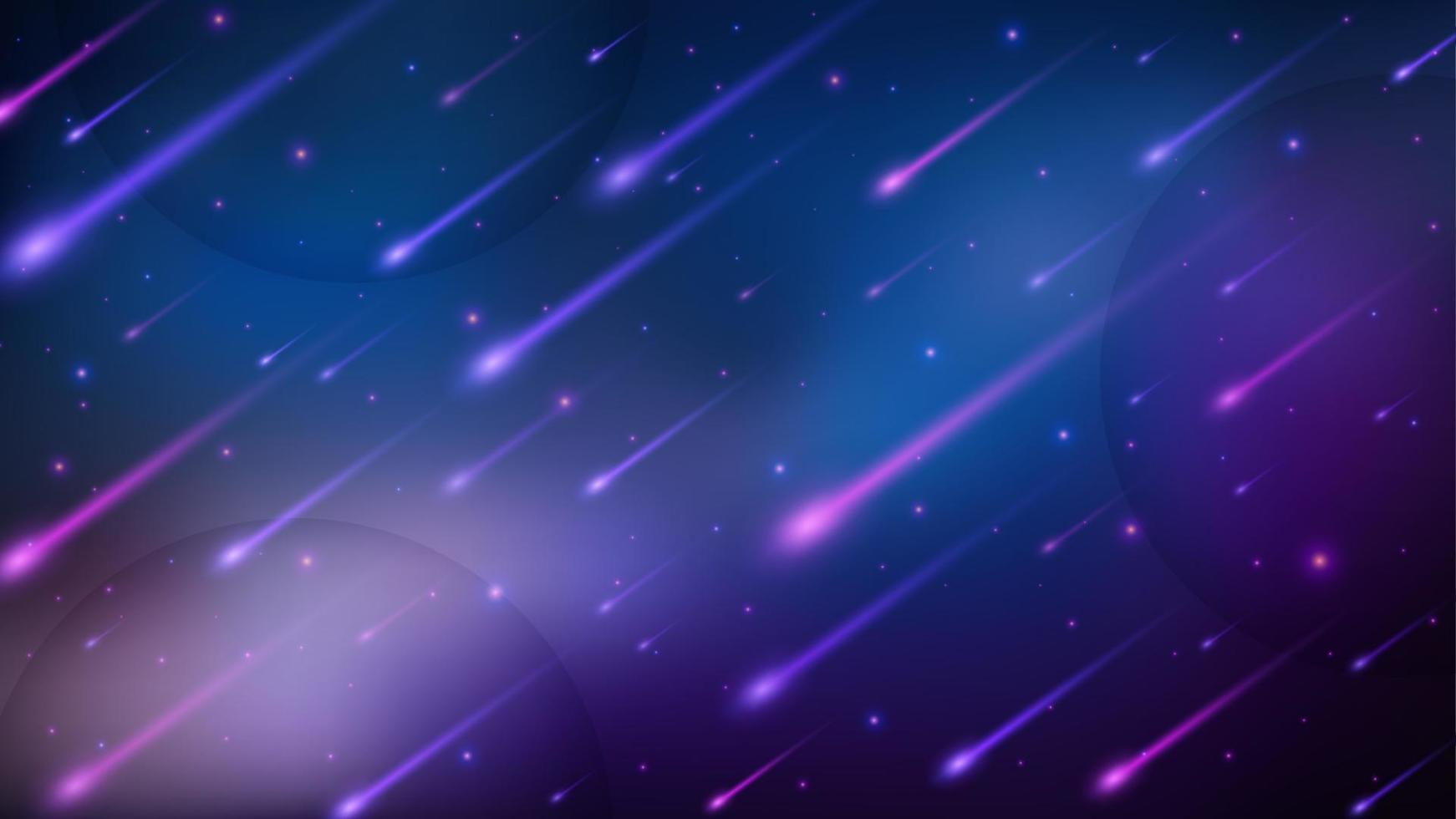 fondo de lluvia de meteoritos, elegante caída de luz violeta. ilustración vectorial de pantalla ancha vector