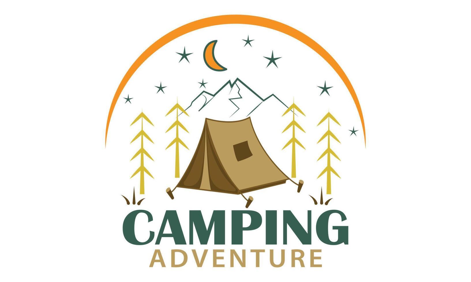 Camping Vector and Illustration Line Art Design.