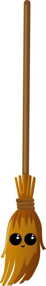 Broom, illustration, vector on white background.