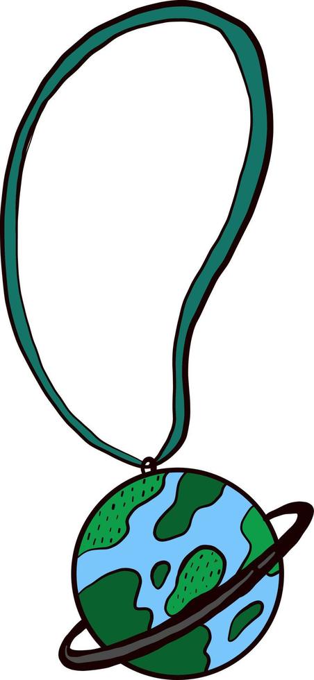 Planet necklace, illustration, vector on white background.