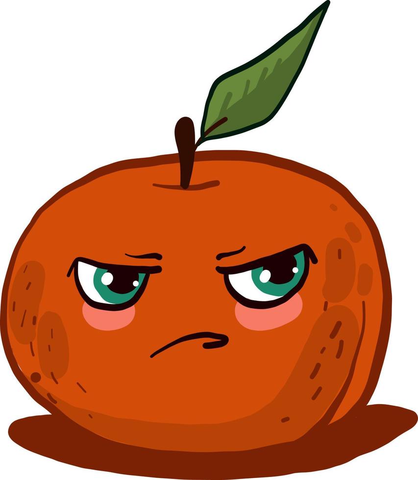 Angry mandarin, illustration, vector on white background