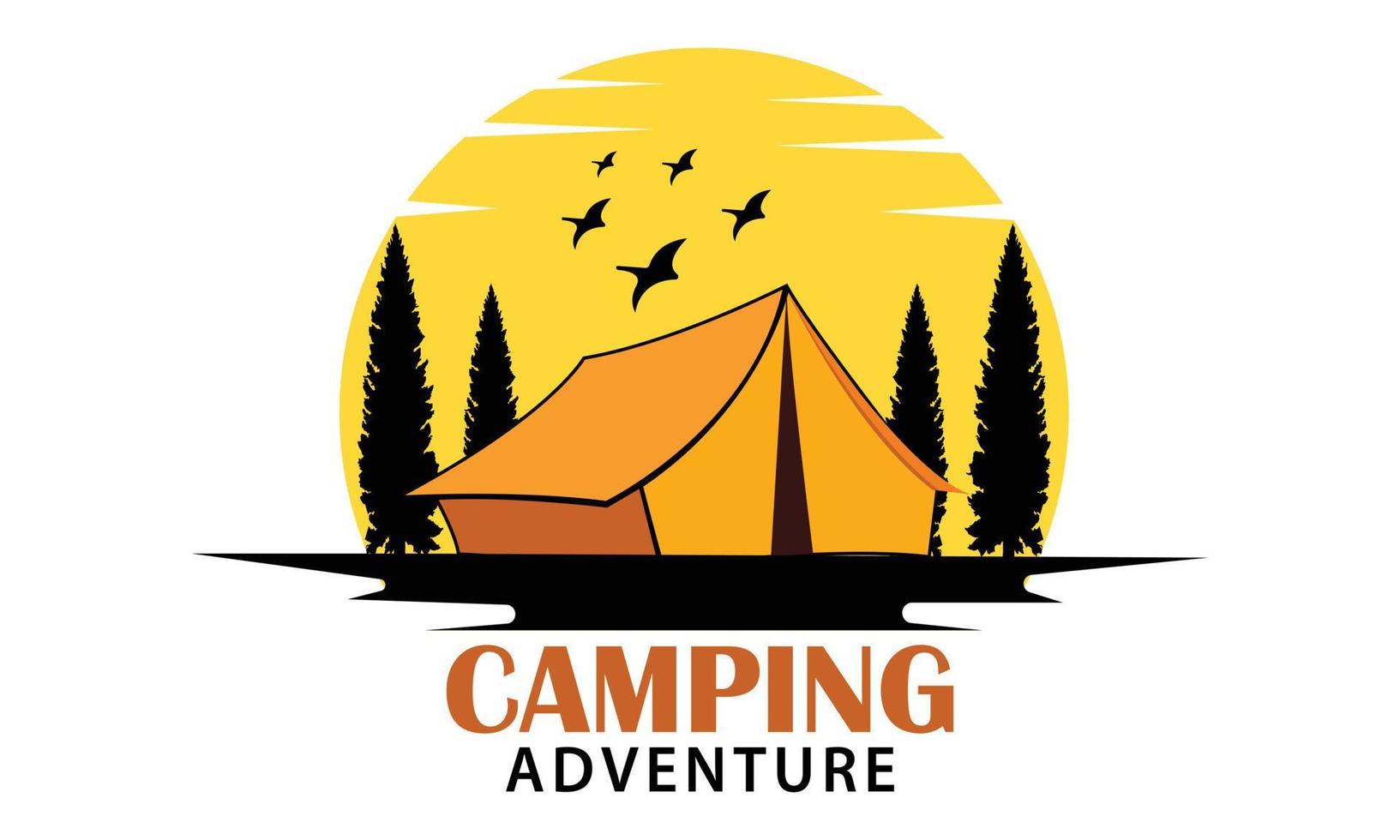 vector de camping y diseño de arte de línea de ilustración.