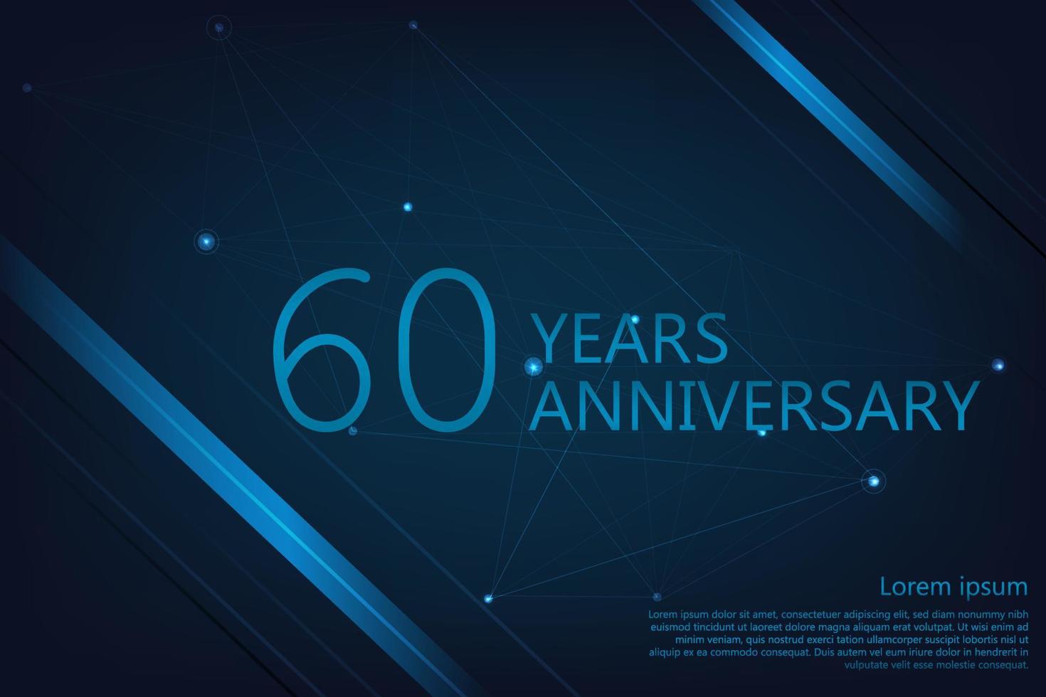 60 Years Anniversary. Geometric anniversary greeting banner. Poster template for celebrating anniversary event party. Vector illustration