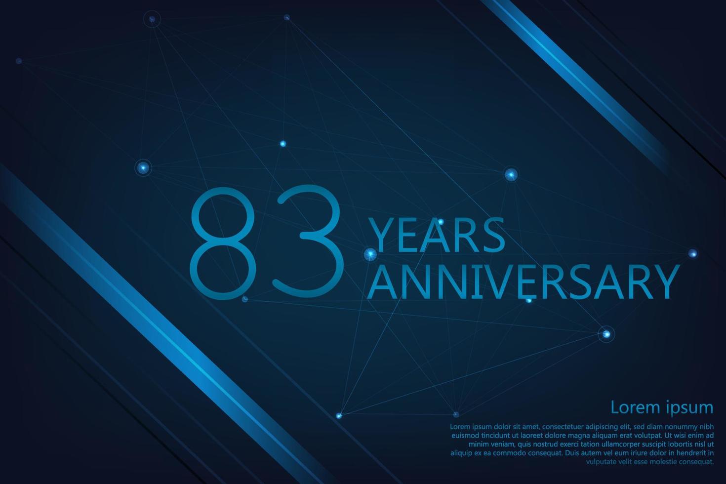 Banner geométrico de aniversario de 83 años. plantilla de póster para celebrar la fiesta del evento de aniversario. ilustración vectorial vector