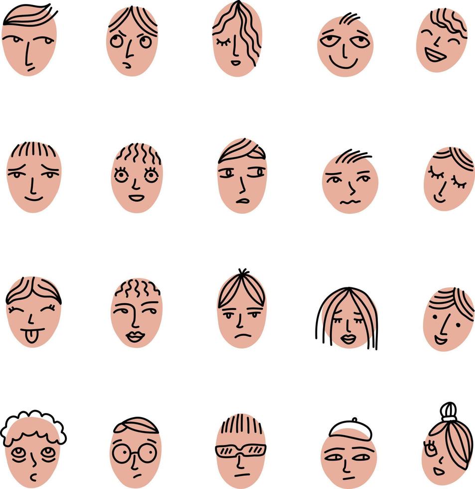 Icon avatars, illustration, vector on a white background.