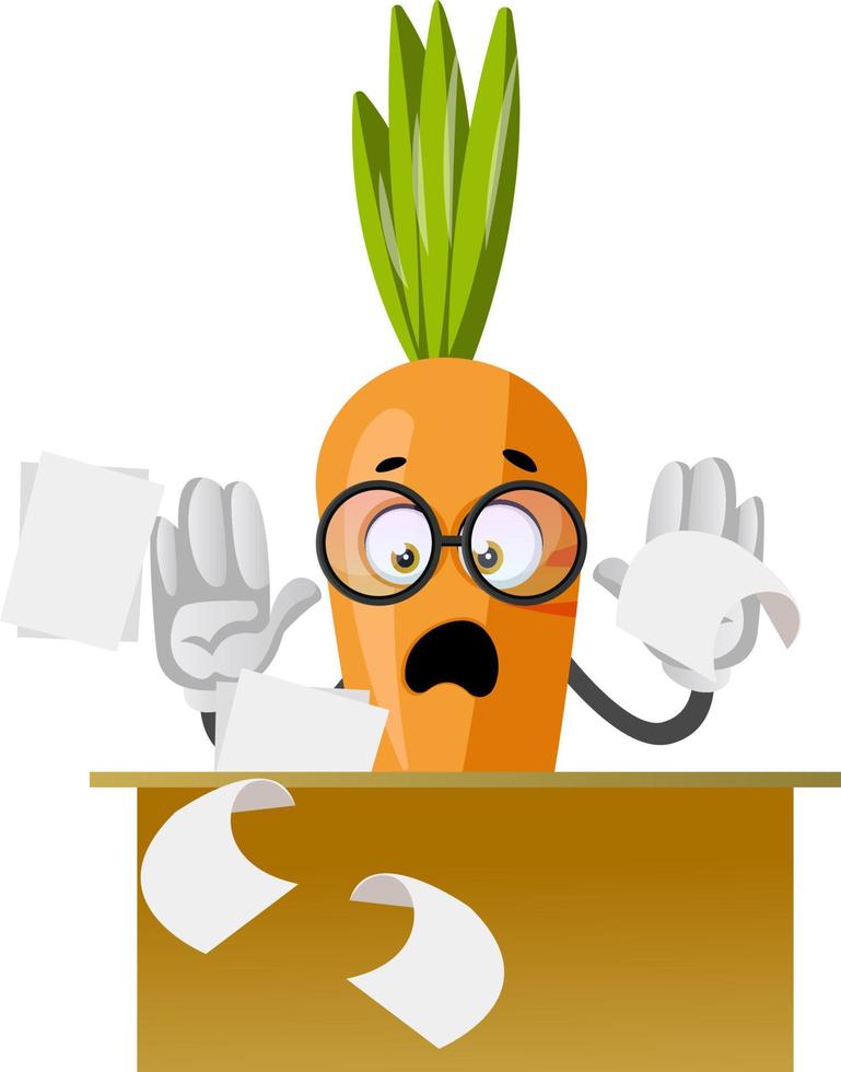 Carrot working, illustration, vector on white background.