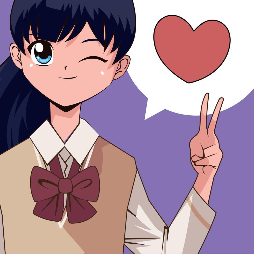 anime girl winked eye vector