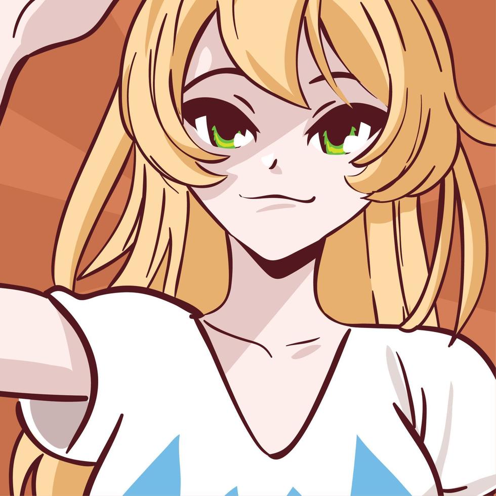 anime blond woman vector