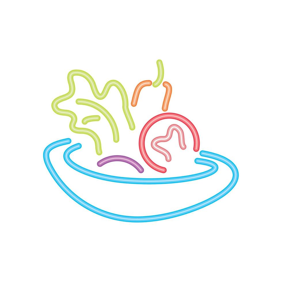 fresh salad neon food vector