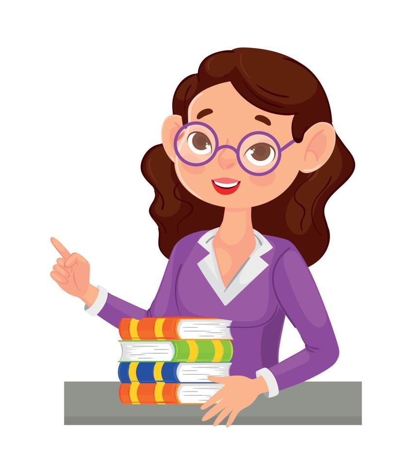 profesora con libros vector