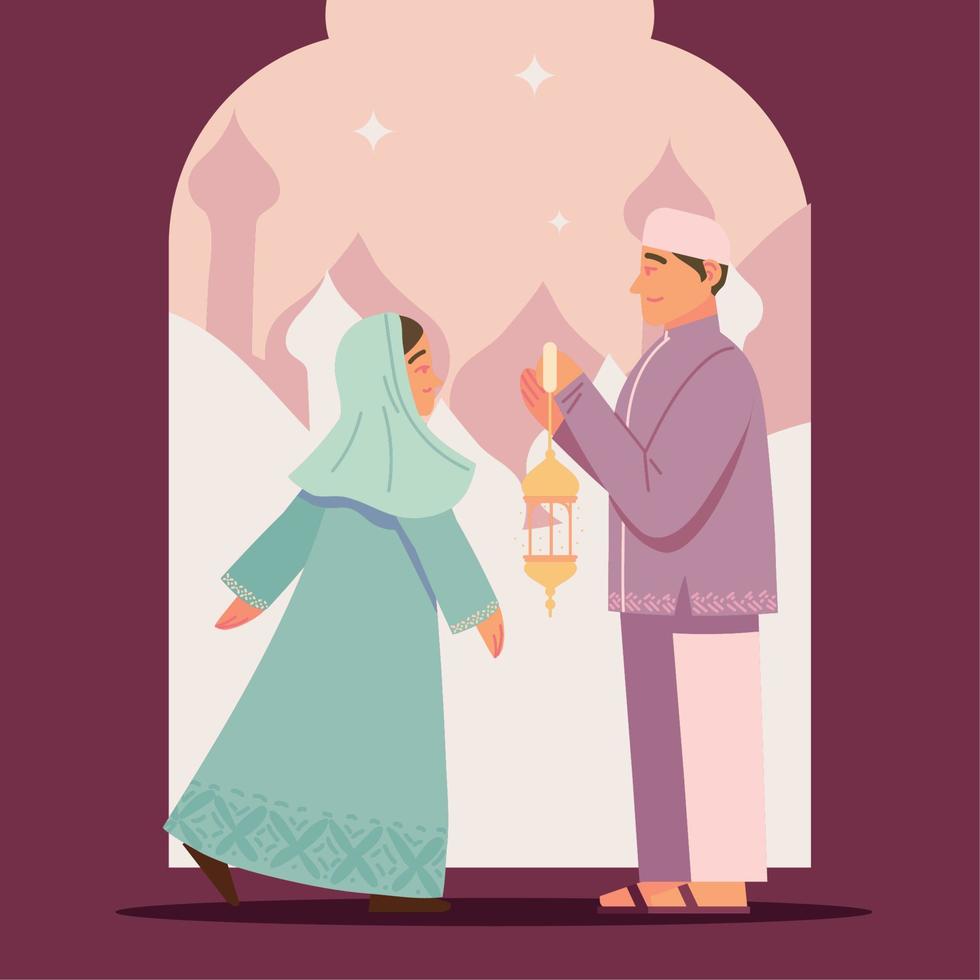 couple muslim culture vector