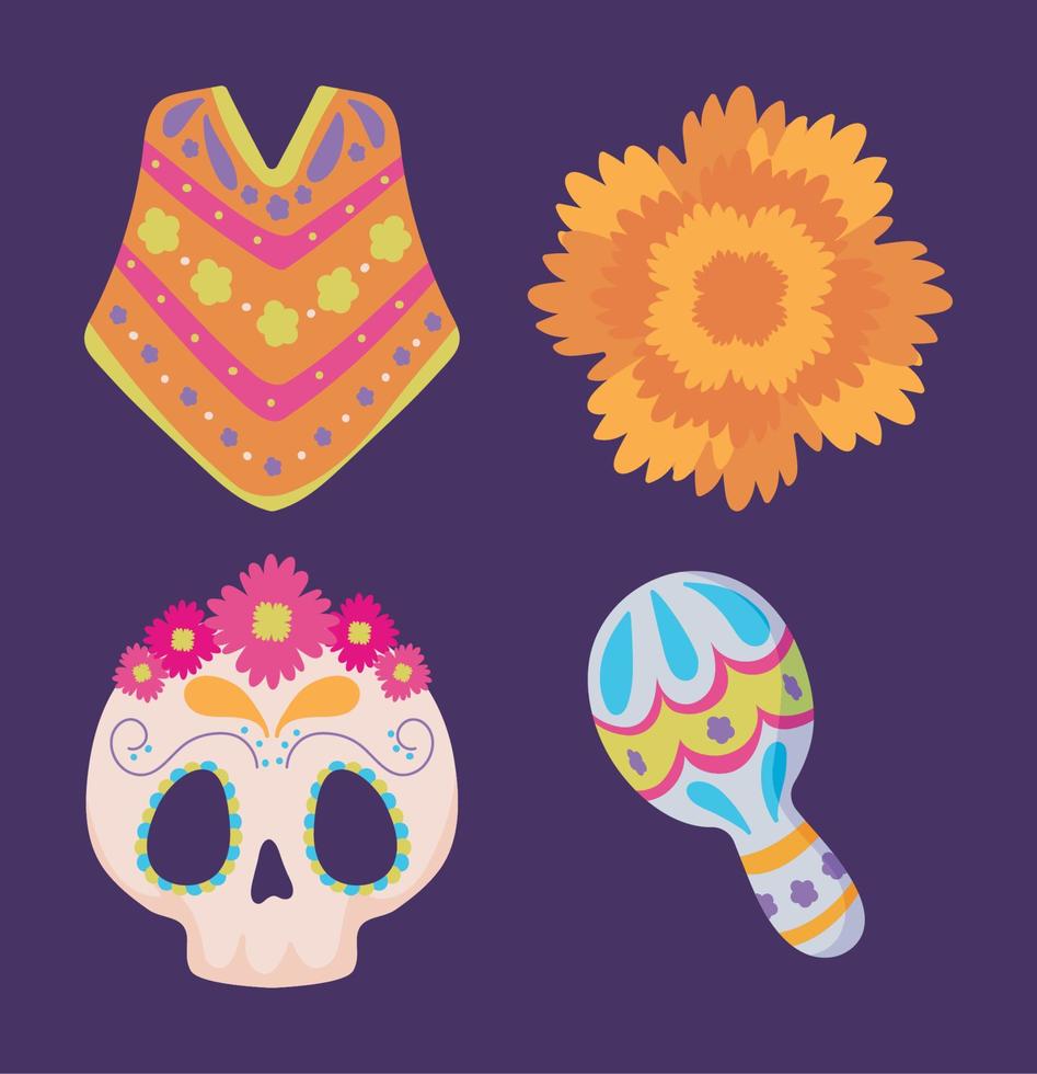 set of day of the dead vector