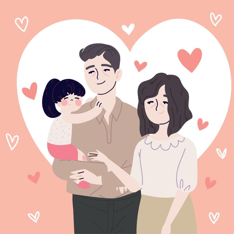 Korean family together vector