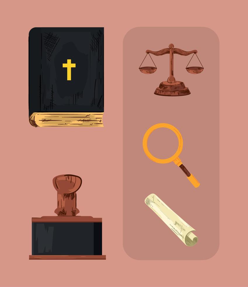 law and justice, icon set vector