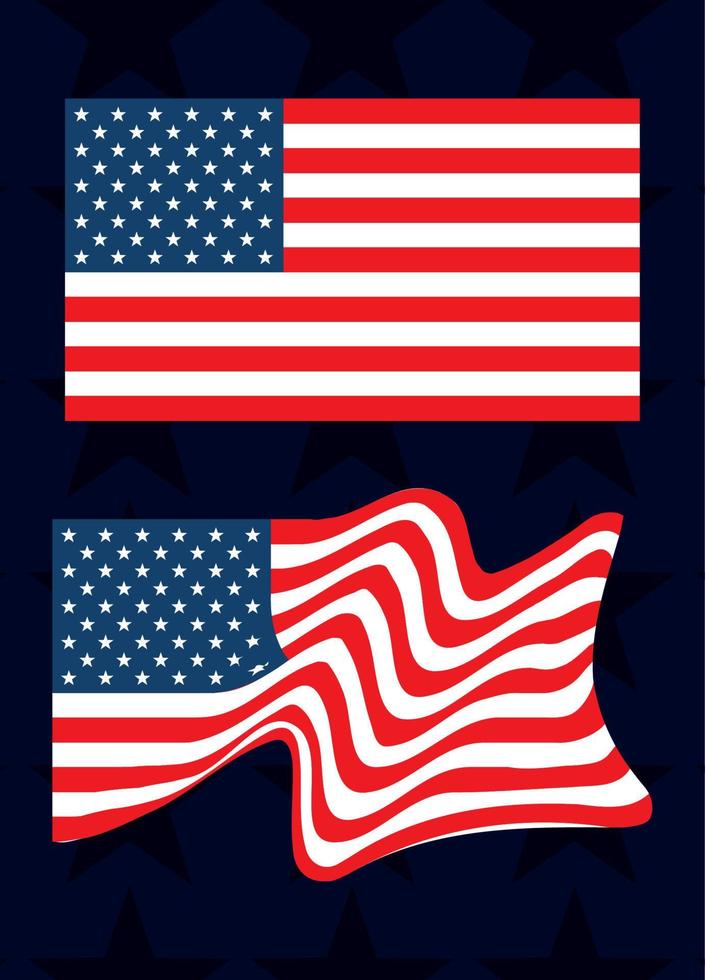 USA flags icon set vector