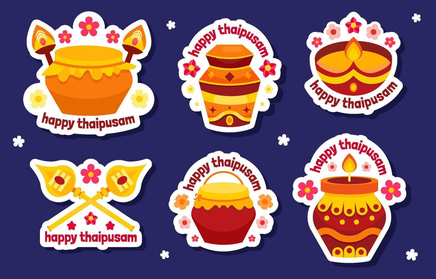Happy Thaipusam Sticker Set Collection vector