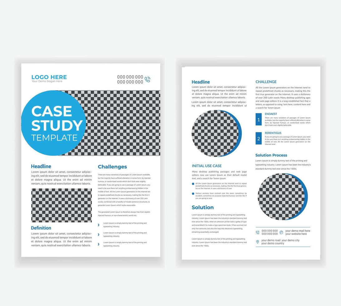 Case Study Flyer Design Business Case Study Booklet Layout, Double Side Flyer Template vector