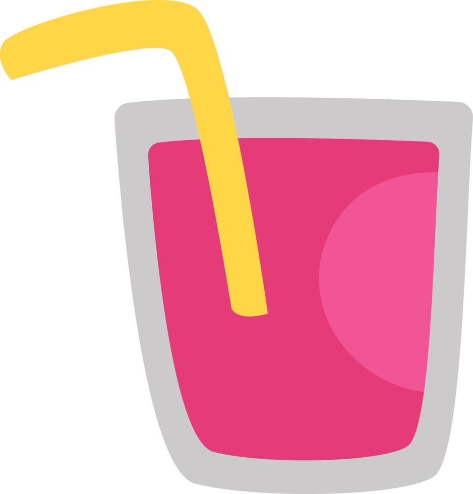 Pink drink with straw, illustration, vector on a white background.