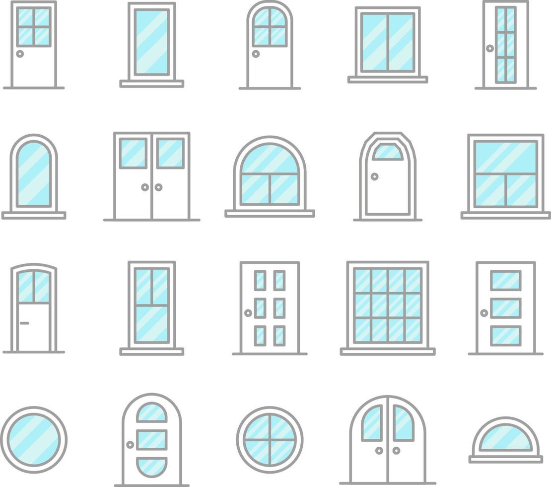 puertas y ventanas, ilustración, vector, sobre un fondo blanco. vector