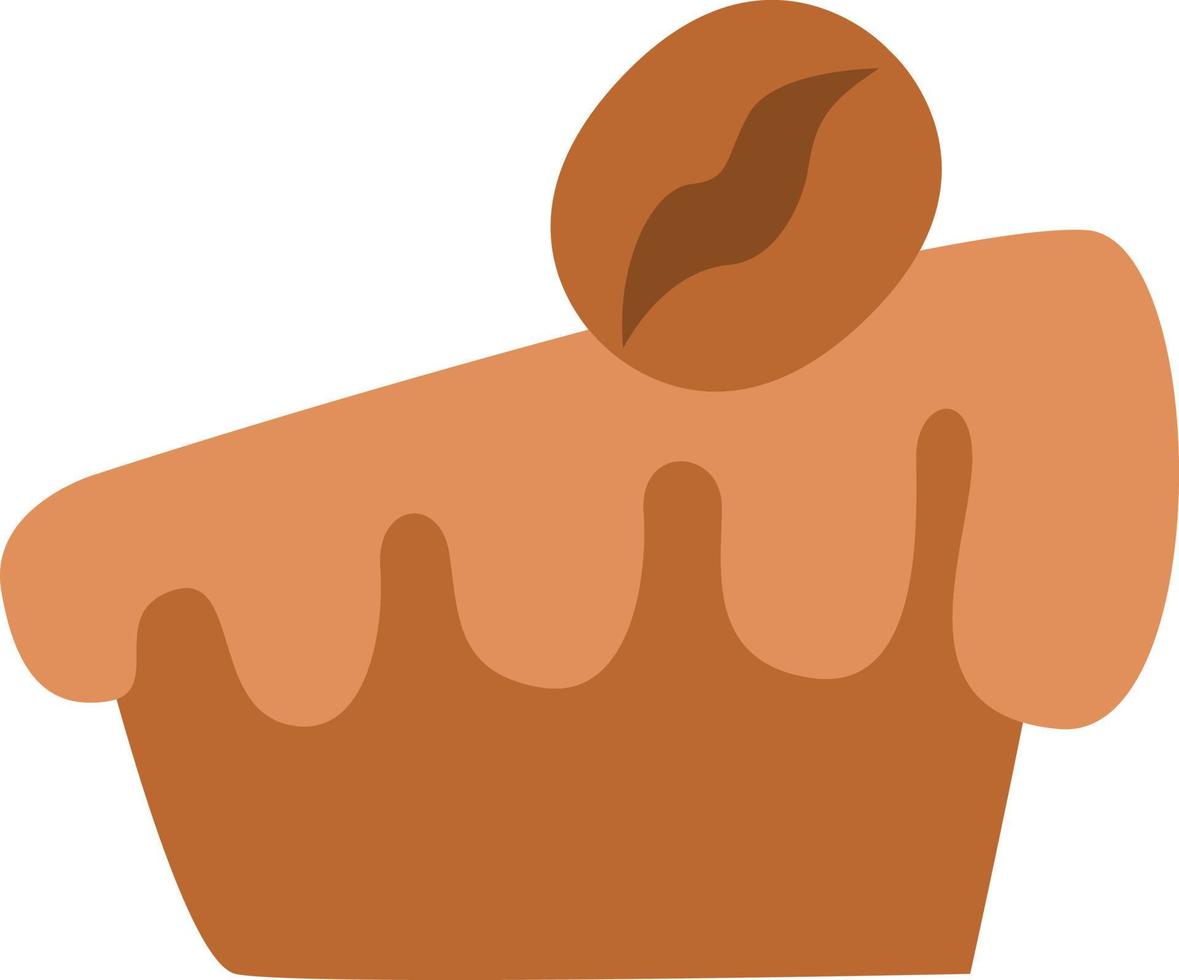 Slice of coffee cake, illustration, vector on a white background.