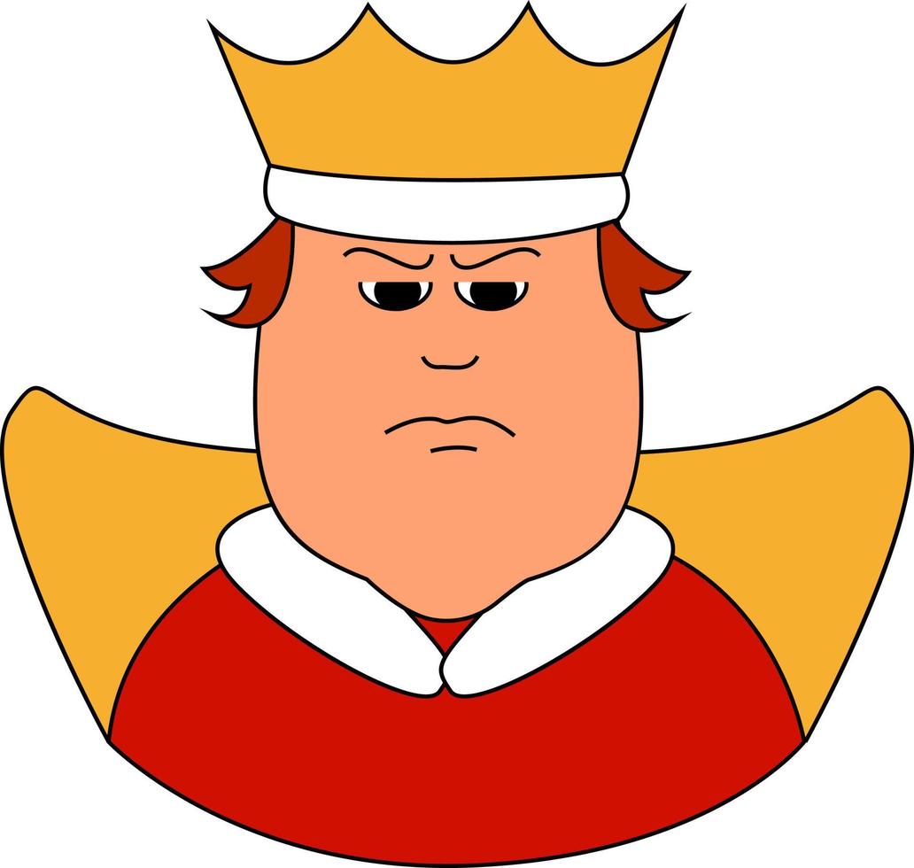 Mad king, illustration, vector on white background.