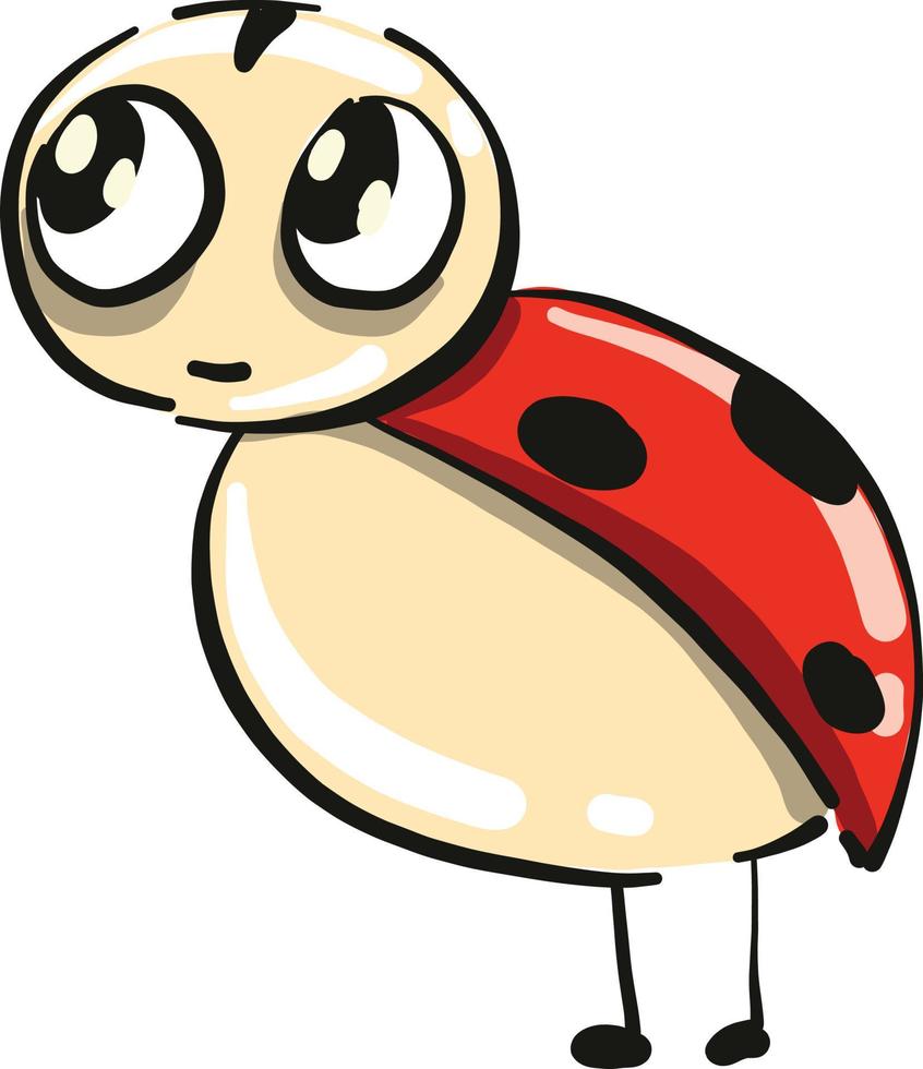 Ladybug with big eyes, illustration, vector on white background.