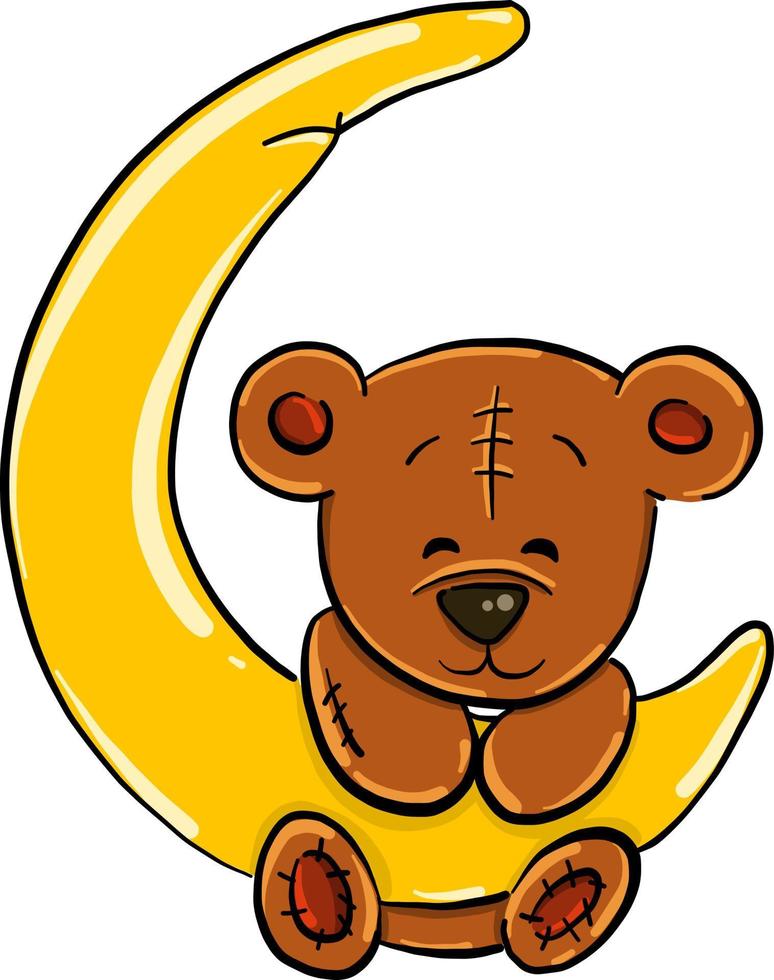 Bear with moon , illustration, vector on white background 13817978