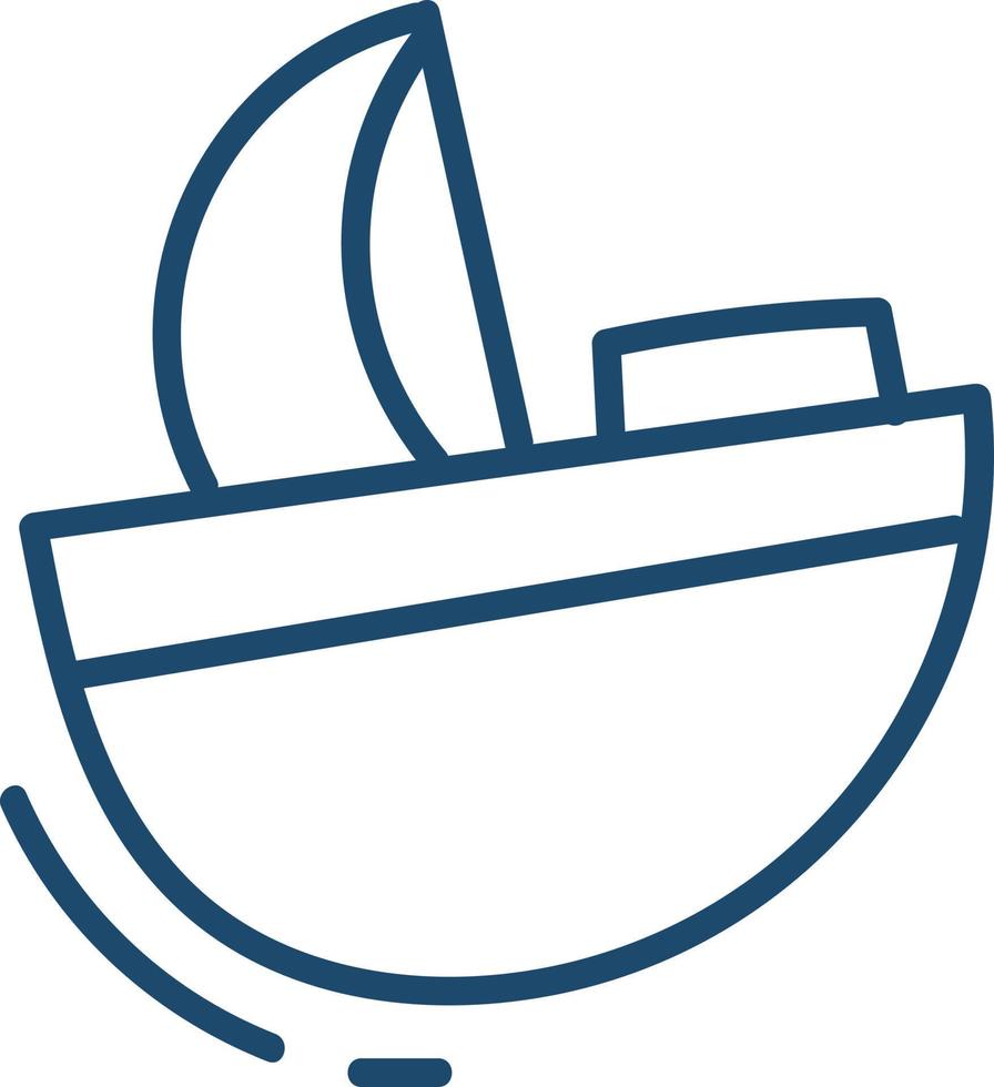 Sailing blue ship, illustration, vector on white background.