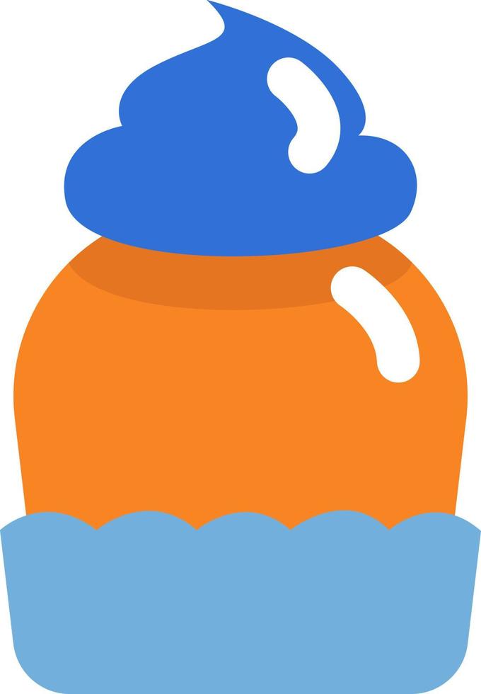 Blue cupcake, illustration, vector on a white background.