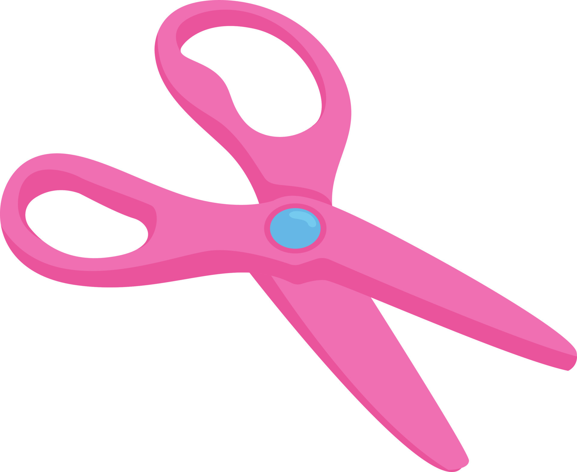 Pink scissors, illustration, vector on a white background