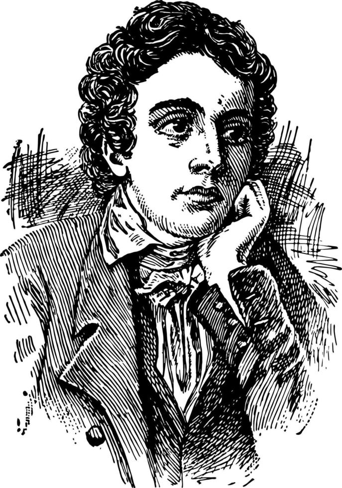 john keats, ilustración de la vendimia vector