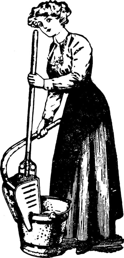 Self-Wringing Mop, vintage illustration vector