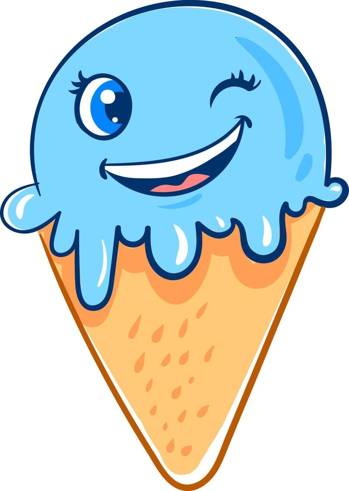 Winking ice cream, illustration, vector on white background