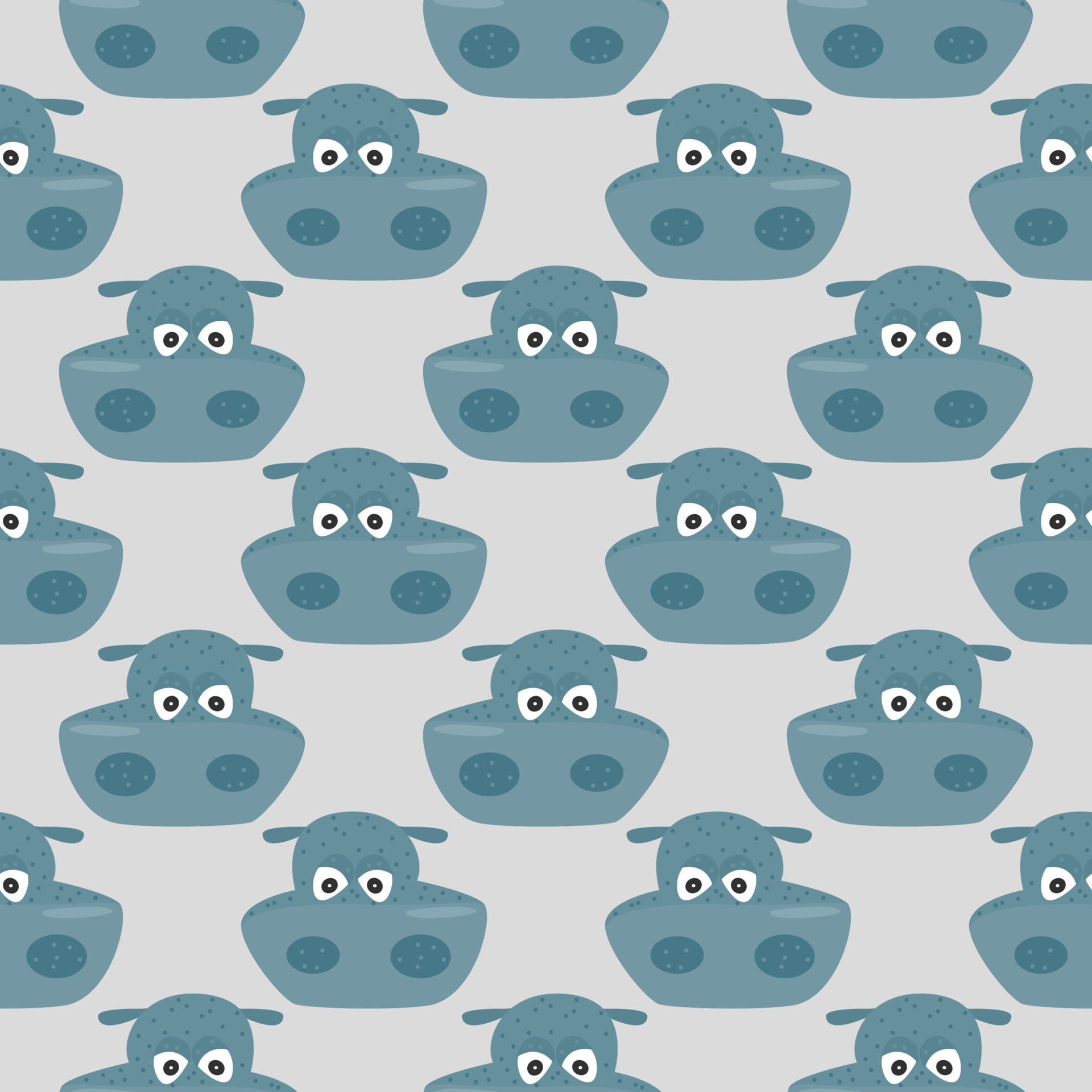Hippo head , seamless pattern on a grey background. 13818122 Vector Art