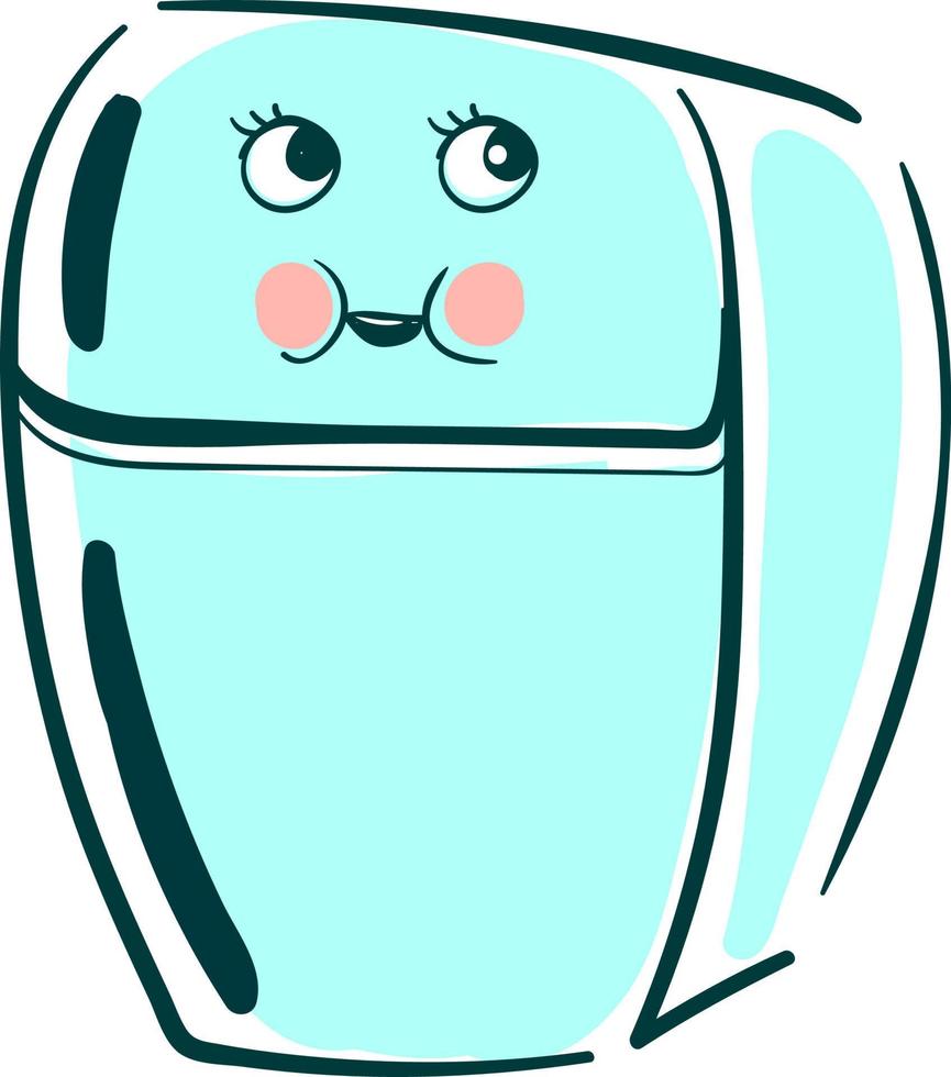 Cute refrigerator, illustration, vector on white background.