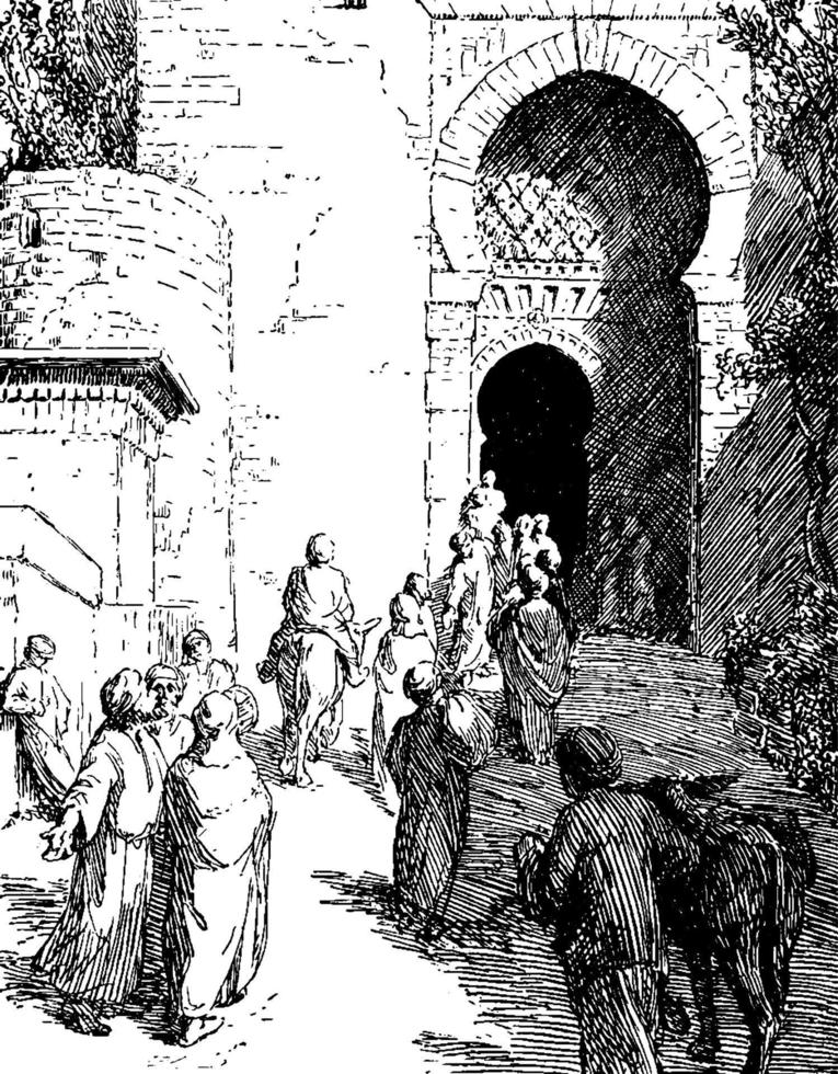 Alhambra, vintage illustration. vector