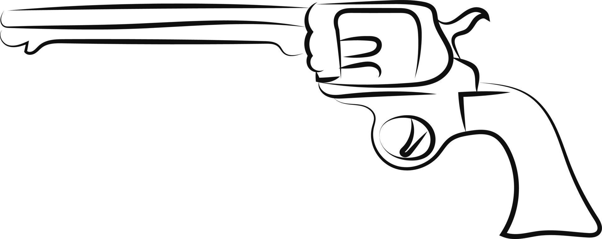 Old retro pistol, illustration, vector on white background.