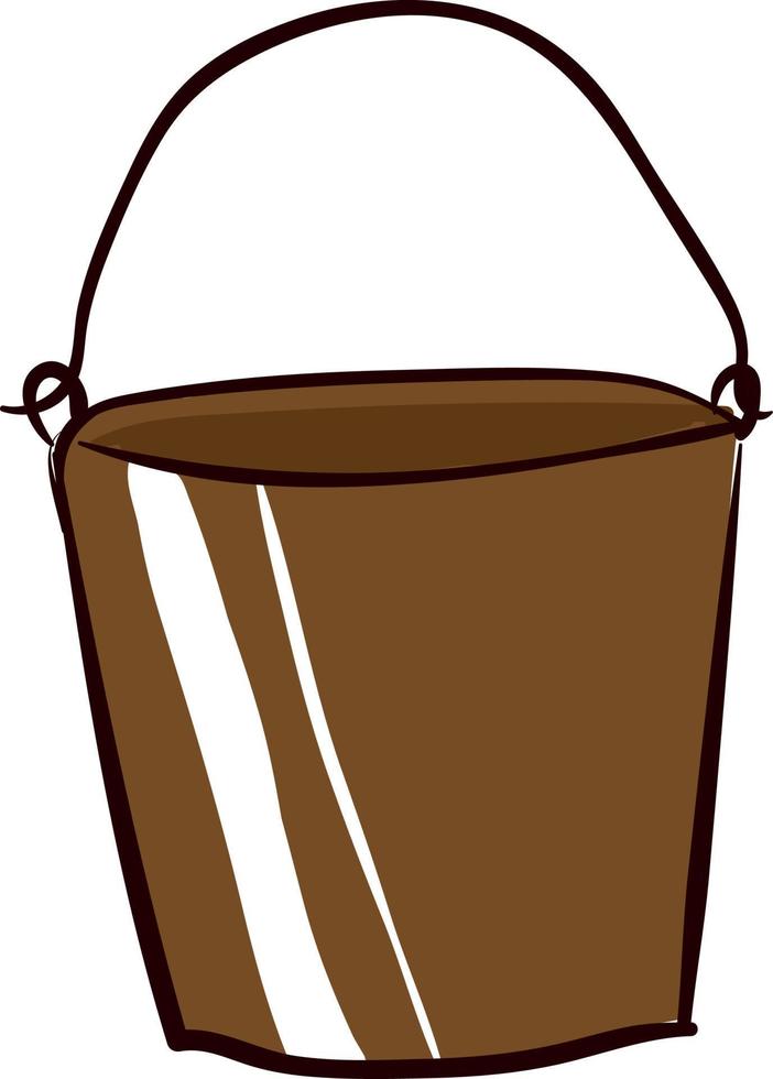 Brown bucket, illustration, vector on white background.