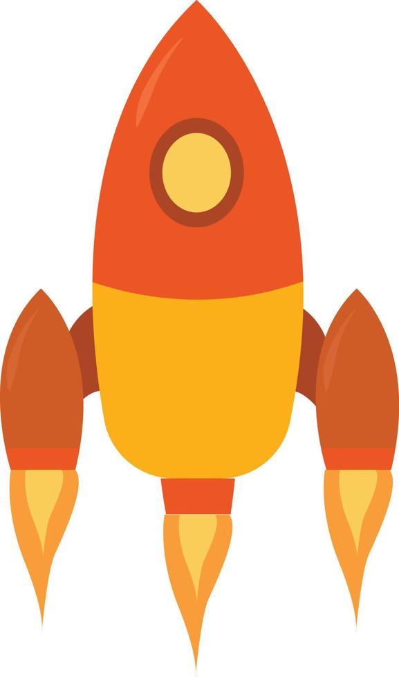 Orange rocket, illustration, vector on white background.