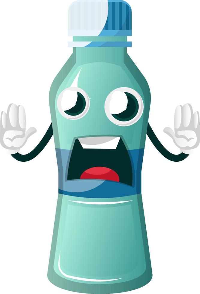 Bottle is afraid, illustration, vector on white background.