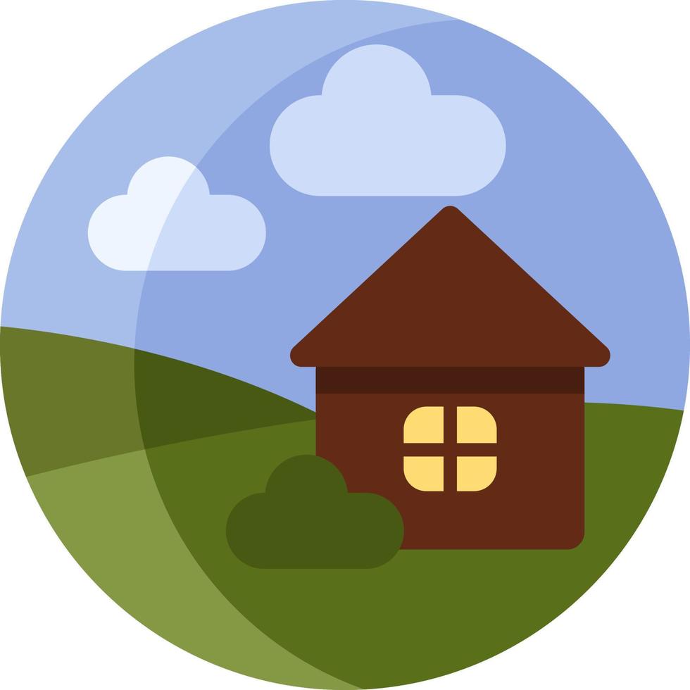 House in a field, icon illustration, vector on white background