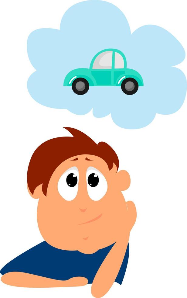Dreaming boy, illustration, vector on white background.