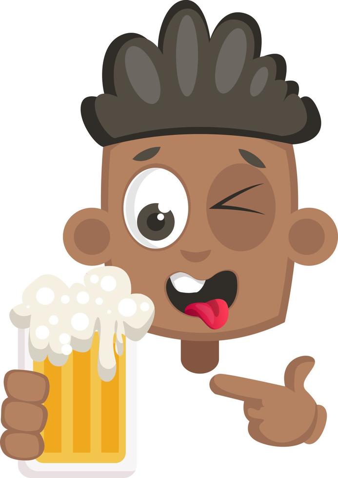 Boy with beer, illustration, vector on white background.