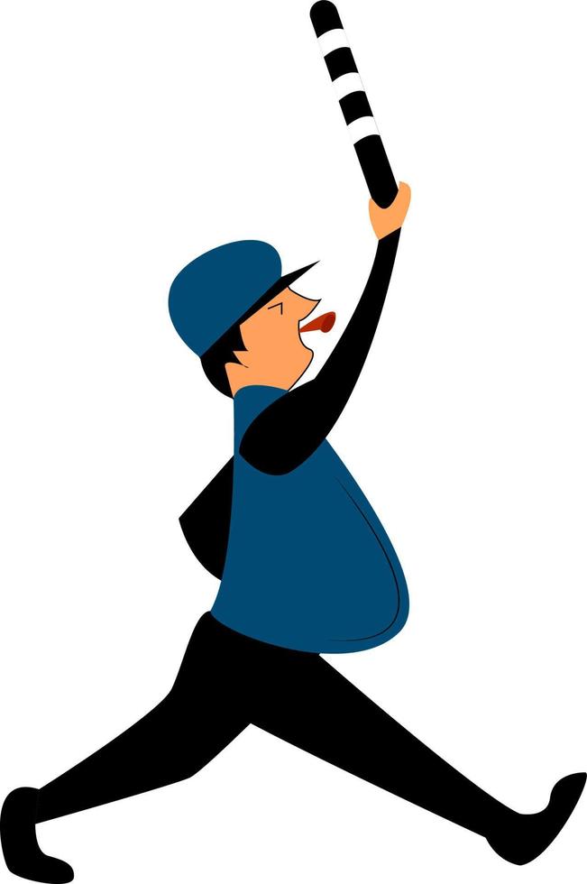 A running policeman, vector or color illustration.