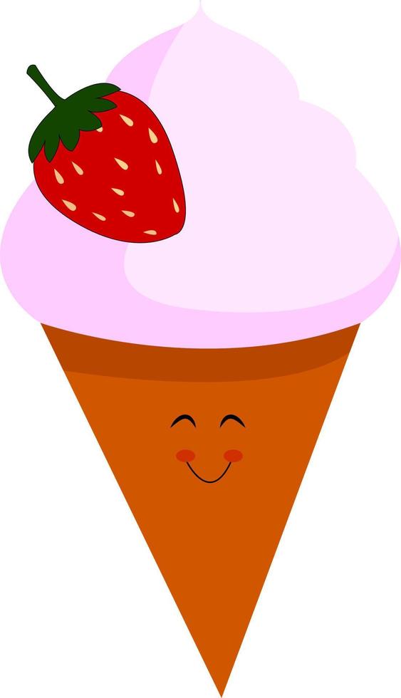 Helado en cono, ilustración, vector sobre fondo blanco.