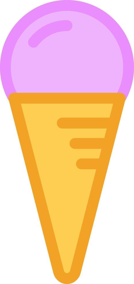 Helado púrpura en cono, ilustración, vector sobre fondo blanco.