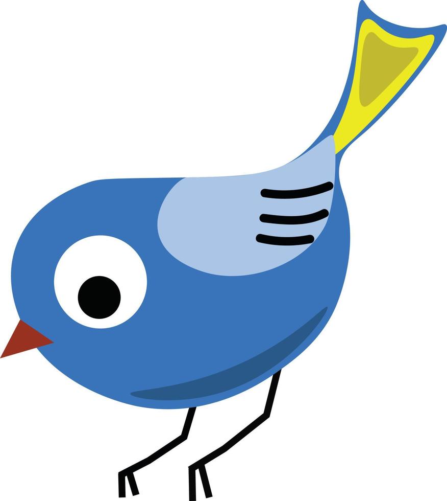 pájaro azul, ilustración, vector sobre fondo blanco.